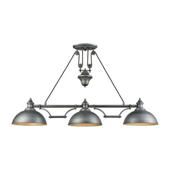 Farmhouse Three Light Linear Chandelier in Weathered Zinc (45|65163-3)