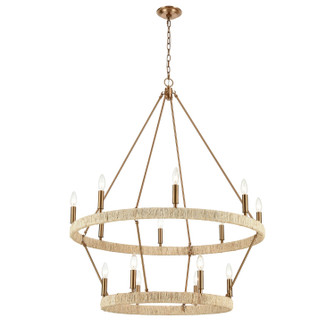 Abaca 14 Light Chandelier in Satin Brass (45|32418/8+6)