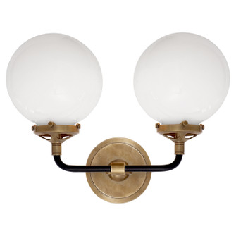 Bistro Two Light Wall Sconce in Hand-Rubbed Antique Brass and Black (268|S 2026HAB/BLK-WG)