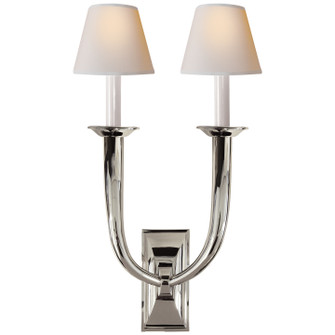 French Deco Horn Two Light Wall Sconce in Polished Nickel (268|S 2021PN-NP)