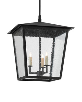 Bening Three Light Outdoor Lantern in Midnight Black/Clear Seeded (142|9500-0002)