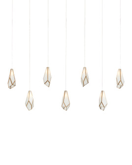 Glace Seven Light Pendant in White/Antique Brass/Silver (142|9000-1072)