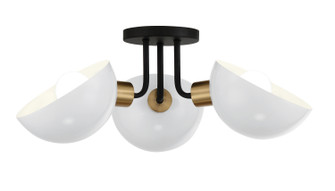 Gigi Three Light Semi Flush Mount in Black / Aged Brass (60|GIG-810-BK-AG)