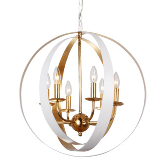 Luna Six Light Chandelier in Matte White / Antique Gold (60|585-MT-GA)