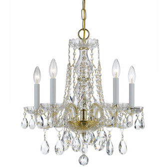 Traditional Crystal Five Light Mini Chandelier in Polished Brass (60|1061-PB-CL-SAQ)