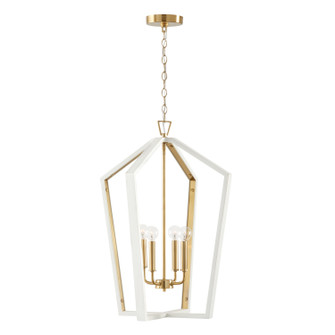 Maren Four Light Pendant in Flat White and Matte Brass (65|344541WM)