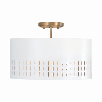 Dash Three Light Semi-Flush Mount in Aged Brass and White (65|250231AW)