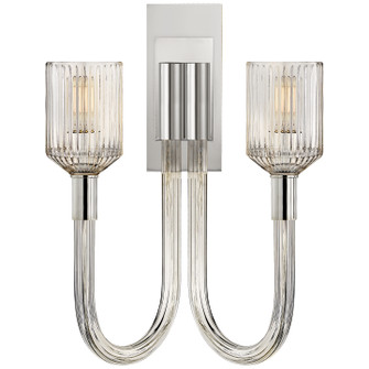 Reverie Two Light Wall Sconce in Clear Ribbed Glass and Polished Nickel (268|KW 2404CRB/PN)