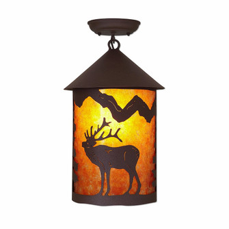 Cascade-Mountain Elk Rustic Brown One Light Semi Flush Mount in Rustic Brown (172|M48633AM-27)