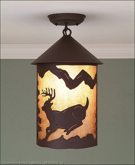 Cascade-Mountain Deer Rustic Brown One Light Semi Flush Mount in Rustic Brown (172|M48630AL-27)