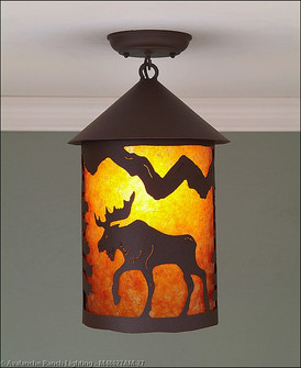 Cascade-Mountain Moose Rustic Brown One Light Semi Flush Mount in Rustic Brown (172|M48627AM-27)