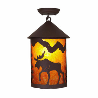 Cascade-Mountain Moose Rustic Brown One Light Semi Flush Mount in Rustic Brown (172|M48627AM-27)