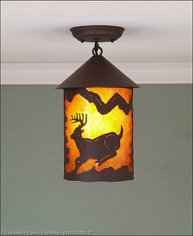 Cascade-Mountain Deer Rustic Brown One Light Semi Flush Mount in Rustic Brown (172|M48530AM-27)