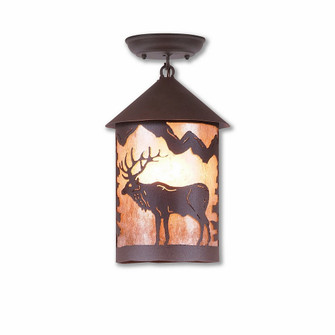 Cascade-Valley Elk One Light Semi Flush Mount in Rustic Brown (172|M48523AL-27)