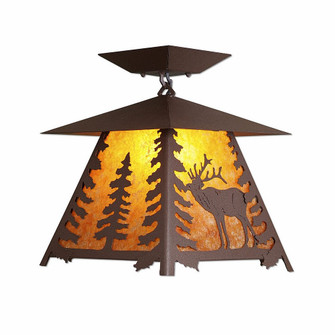 Smoky Mountain-Mountain Elk One Light Semi Flush Mount in Rustic Brown (172|M47633AM-27)
