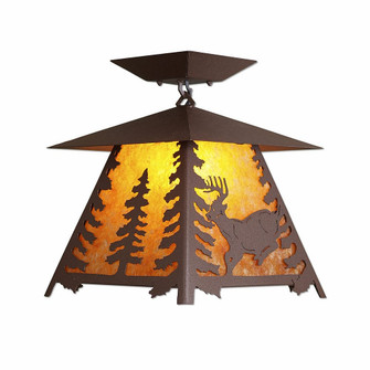 Smoky Mountain-Mountain Deer One Light Semi Flush Mount in Rustic Brown (172|M47630AM-27)