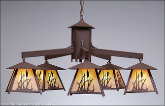 Smoky Mountain-Cattails Five Light Chandelier in Rustic Brown (172|M41565AL-27)