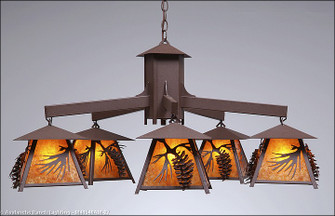 Smoky Mountain-Spruce Cone Five Light Chandelier in Rustic Brown (172|M41540AM-27)