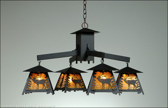 Smoky Mountain-Mountain Elk Four Light Chandelier in Black Iron (172|M41433AM-97)