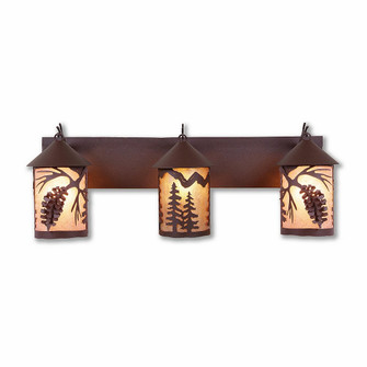 Cascade-Spruce Cone Three Light Bath Vanity Light in Rustic Brown (172|M38340AL-27)
