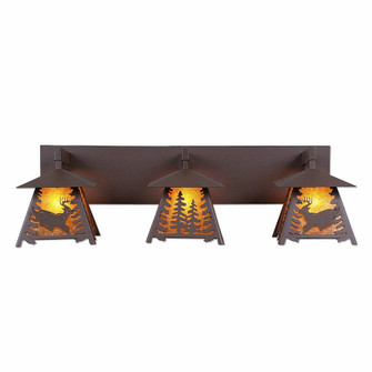 Smoky Mountain-Mountain Deer Three Light Bath Vanity Light in Rustic Brown (172|M35330AM-27)