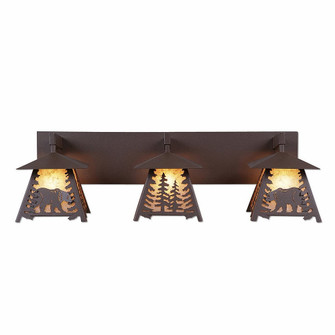 Smoky Mountain-Mountain Bear Three Light Bath Vanity Light in Rustic Brown (172|M35325AL-27)