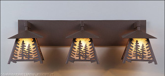 Smoky Mountain-Spruce Tree Three Light Bath Vanity Light in Rustic Brown (172|M35314AL-27)