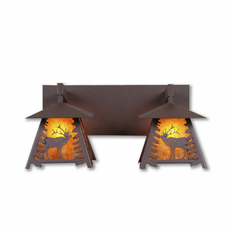 Smoky Mountain-Mountain Elk Two Light Bath Vanity Light in Rustic Brown (172|M35233AM-27)