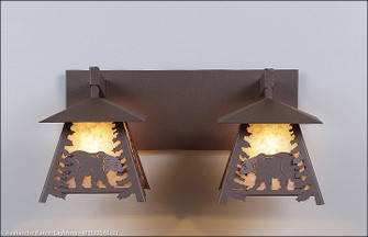 Smoky Mountain-Mountain Bear Two Light Bath Vanity Light in Rustic Brown (172|M35225AL-27)