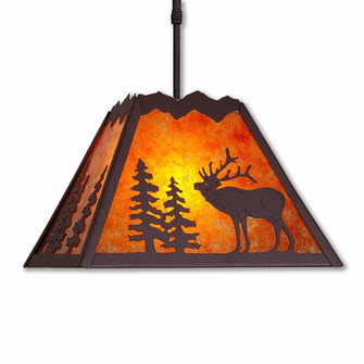 Rocky Mountain-Mountain Elk Rustic Brown One Light Pendant in Rustic Brown (172|M26533AM-ST-27)