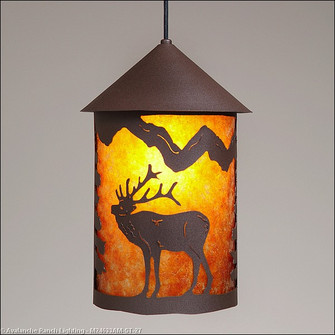 Cascade Lantern-Mountain Elk One Light Pendant in Rustic Brown (172|M24633AM-ST-27)