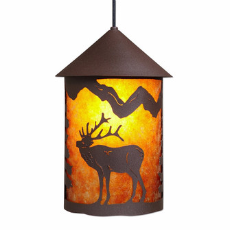 Cascade Lantern-Mountain Elk One Light Pendant in Rustic Brown (172|M24633AM-ST-27)