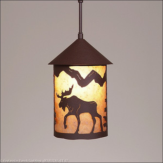Cascade Lantern-Mountain Moose One Light Pendant in Rustic Brown (172|M24527AL-ST-27)