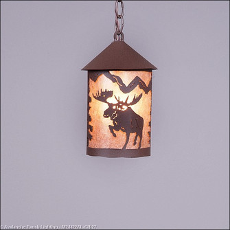 Cascade Lantern-Alaska Moose One Light Pendant in Rustic Brown (172|M24422AL-CH-27)