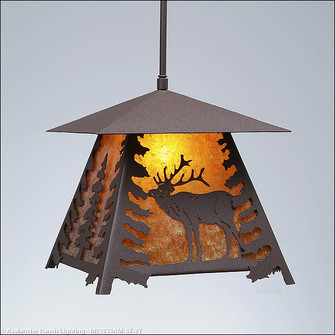 Smoky Mountain-Mountain Elk One Light Pendant in Rustic Brown (172|M23633AM-ST-27)