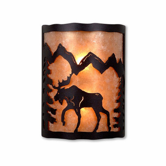Cascade-Mountain Moose Black Iron Two Light Wall Sconce in Black Iron (172|M13327AL-97)