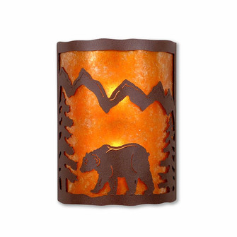 Cascade-Mountain Bear Rustic Brown Two Light Wall Sconce in Rustic Brown (172|M13325AM-27)