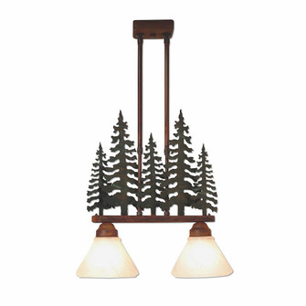 Cedarwood-Cedar Tree Two Light Island-Bar Light in Cedar Green-Rust Patina (172|H43743CW-03)