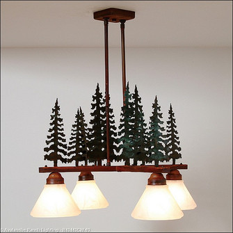 Cedarwood-Cedar Tree CG/RP Four Light Chandelier in Cedar Green/Rust Patina (172|H43443CW-03)