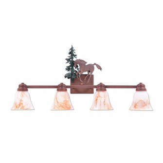 Parkshire-Mountain Horse Four Light Bath Vanity Light in Cedar Green/Rust Patina (172|H37435AS-03)