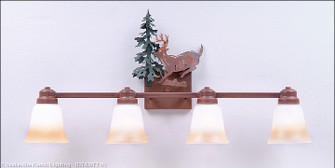 Parkshire-Mountain Deer Four Light Bath Vanity Light in Cedar Green/Rust Patina (172|H37430TT-03)