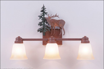 Parkshire-Mountain Elk Three Light Bath Vanity Light in Cedar Green/Rust Patina (172|H37333TT-03)