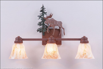 Parkshire-Mountain Moose Three Light Bath Vanity Light in Cedar Green/Rust Patina (172|H37327AS-03)