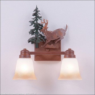 Parkshire-Mountain Deer Two Light Bath Vanity Light in Cedar Green/Rust Patina (172|H37230TT-03)