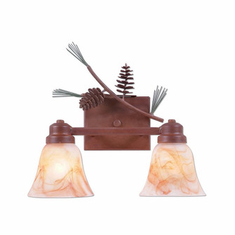 Parkshire-Pine Cone Two Light Bath Vanity Light in Pine Green/Rust Patina (172|H37220AS-04)