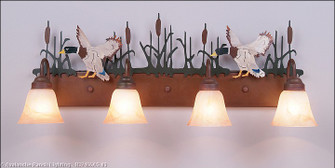 Denali-Mallard Duck Four Light Bath Vanity Light in Cedar Green/Rust Patina (172|H32466AS-03)