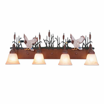 Denali-Mallard Duck Four Light Bath Vanity Light in Cedar Green/Rust Patina (172|H32466AS-03)