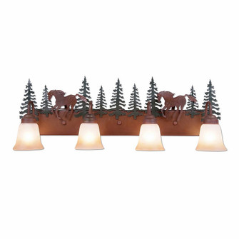 Denali-Mountain Horse Four Light Bath Vanity Light in Cedar Green/Rust Patina (172|H32435TT-03)