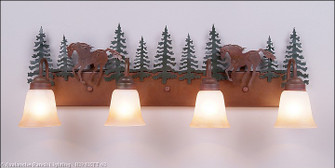 Denali-Mountain Horse Four Light Bath Vanity Light in Cedar Green/Rust Patina (172|H32435TT-03)