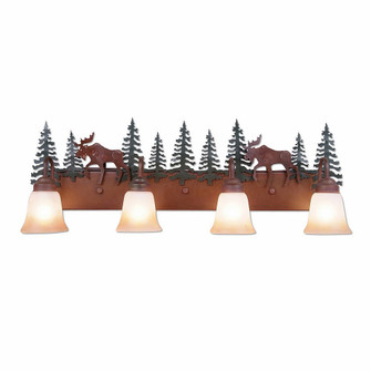 Denali-Mountain Moose Four Light Bath Vanity Light in Cedar Green/Rust Patina (172|H32427TT-03)
